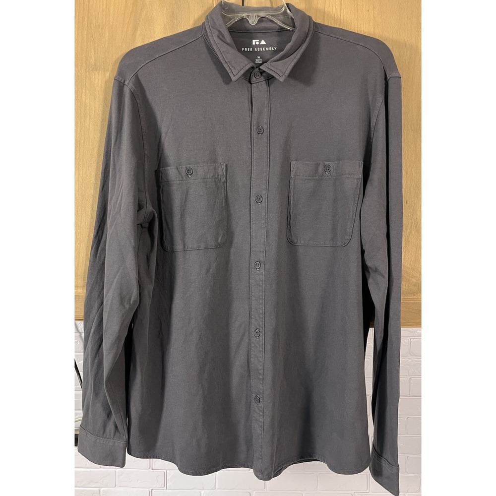 Free‎ Assembly Gray LS Button Up XL Men's Shirt